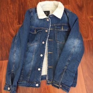 Guys Shearling Lined Denim Jacket